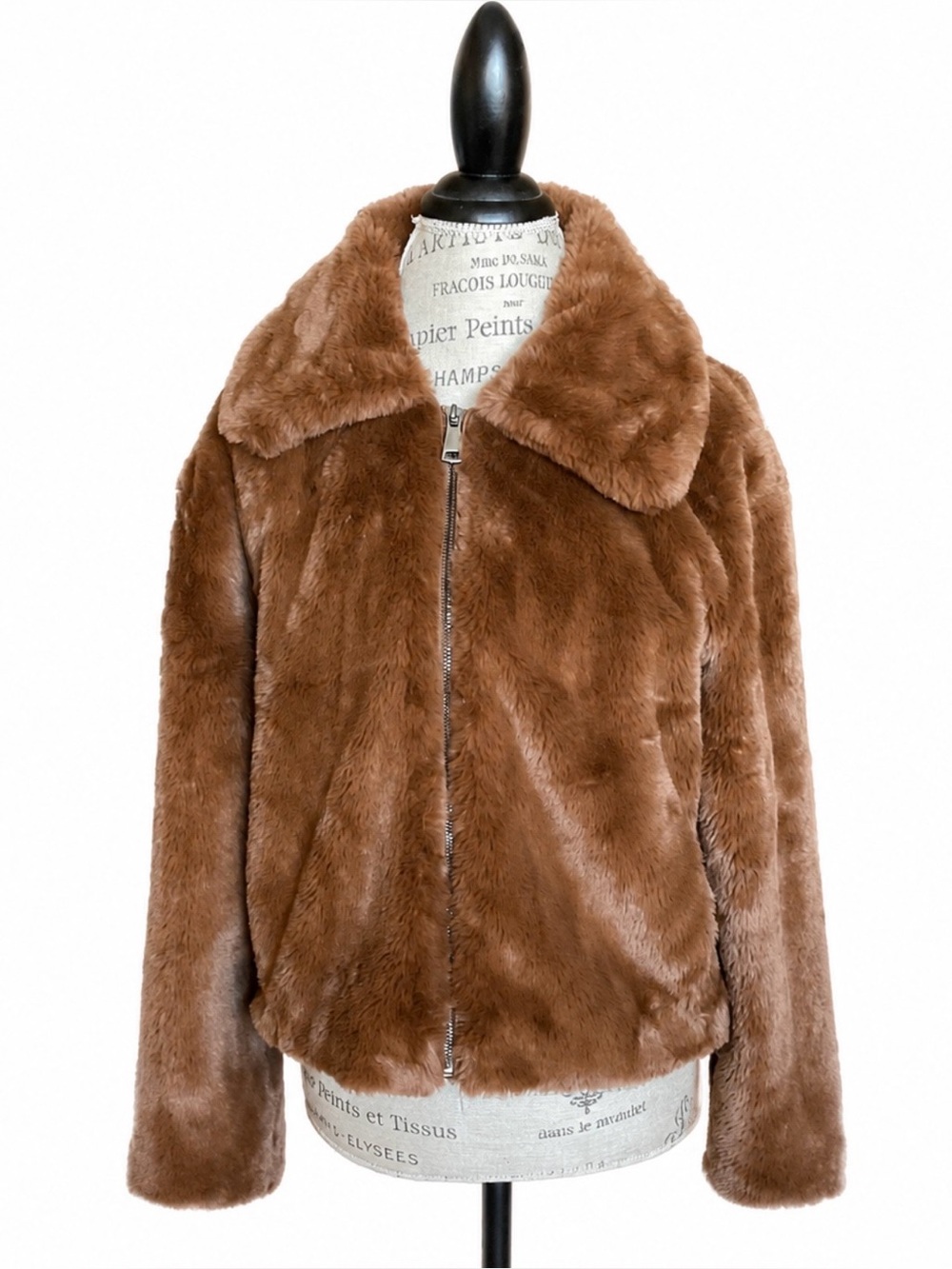 Steve Madden Brown Faux Fur Zip Jacket Size Medium